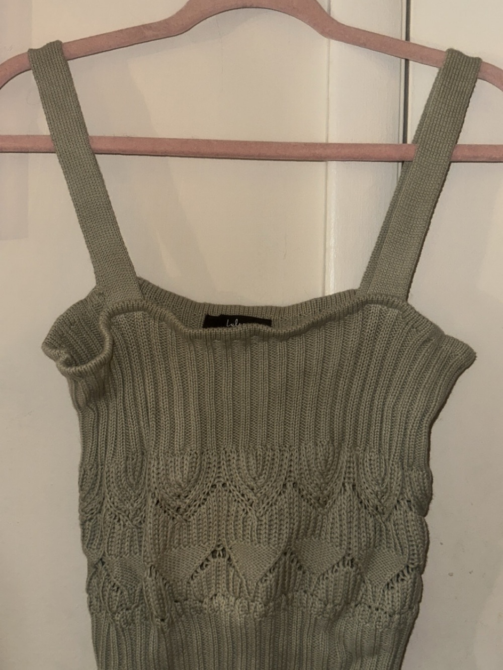 Lulu’s Knit Ribbed Tank Top - Sage Green - Picture 2 of 3
